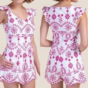 Jun&Ivy Pink and White Romper